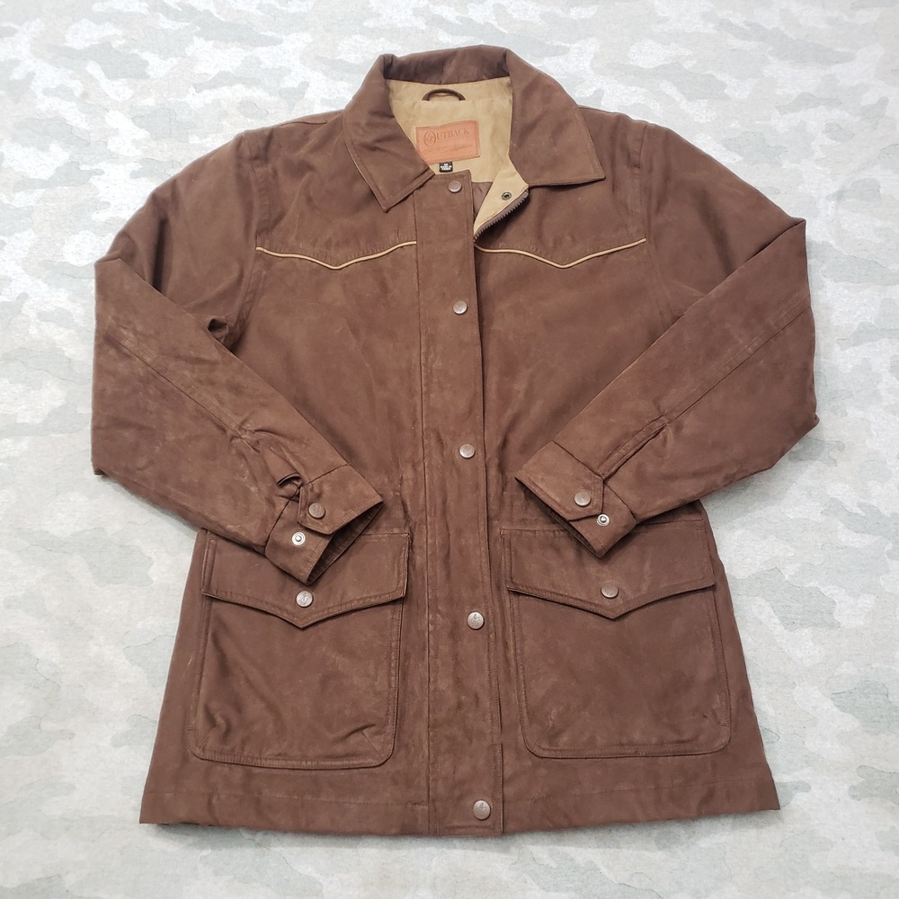 Vintage Outback Trading Jacket Womens Medium Brown Zip Snap Western Charm York